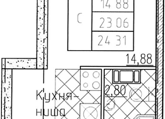 Квартира на продажу студия, 25 м2, Санкт-Петербург, Полюстровский проспект, 77к3, Полюстровский проспект