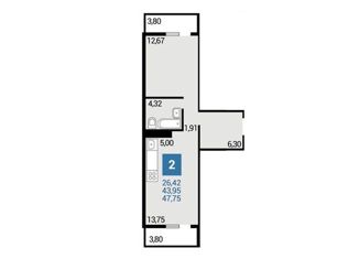 Продажа двухкомнатной квартиры, 47.8 м2, Анапа, улица Ленина, 235, ЖК Горгиппия Морская