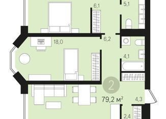 Продажа 2-ком. квартиры, 79.2 м2, Екатеринбург, ЖК На Некрасова, Печёрская улица, 6