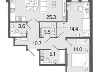 Продам 2-комнатную квартиру, 76.6 м2, Санкт-Петербург, 12-я Красноармейская улица, 26Ж, 12-я Красноармейская улица