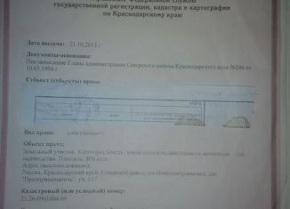 Продаю участок, 8 сот., станица Новодмитриевская