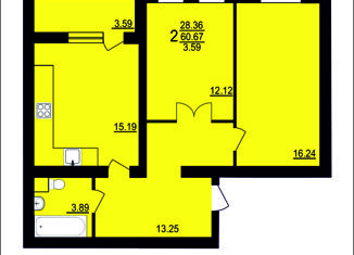 Продается 2-комнатная квартира, 60.7 м2, Заречный, Восточная улица, 25