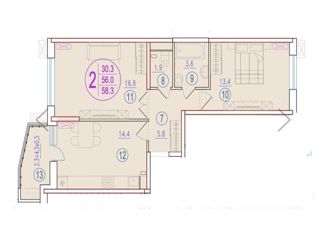 Продаю 2-комнатную квартиру, 61 м2, Краснодар, улица Героев-Разведчиков, 8к1, микрорайон Панорама