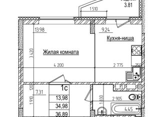 Продаю 1-комнатную квартиру, 34.9 м2, Новосибирская область, улица Дуси Ковальчук, 242