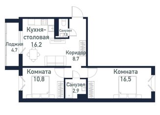 Продам двухкомнатную квартиру, 58.78 м2, Челябинская область, Ласковая улица, 24