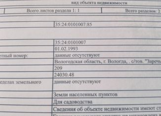 Участок на продажу, 2 сот., Вологда