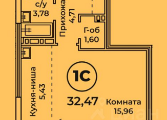 Продам однокомнатную квартиру, 32 м2, Барнаул, ЖК Ютссон, Пролетарская улица, 151Б