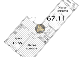 Продаю двухкомнатную квартиру, 67.11 м2, Санкт-Петербург, ЖК Модум, проспект Авиаконструкторов, 54