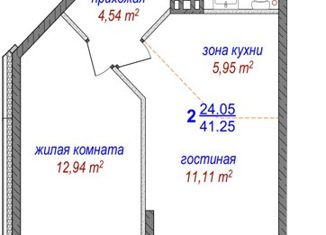 Продается 1-ком. квартира, 41.25 м2, Сосновый Бор, Комсомольская улица, 22Б