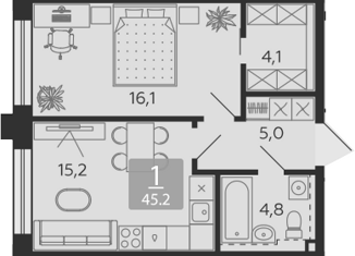 Продам 2-комнатную квартиру, 45.2 м2, Москва, Автозаводская улица, 23с64, станция Верхние Котлы