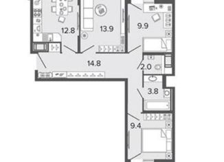 Продам 3-комнатную квартиру, 65.4 м2, Санкт-Петербург, Плесецкая улица, 17, муниципальный округ Коломяги