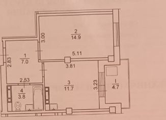 1-ком. квартира на продажу, 37.4 м2, Томская область, улица Архитекторов, 6