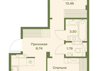 Продается 2-комнатная квартира, 65.4 м2, посёлок городского типа Барсово, Кубанская улица, 19