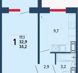 Продажа 1-ком. квартиры, 35.2 м2, Уфа, ЖК Новая Дёма, улица Мечтателей, 13
