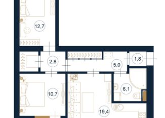3-комнатная квартира на продажу, 61.2 м2, Кронштадт, Цитадельское шоссе, 39