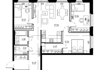 3-ком. квартира на продажу, 89.98 м2, Санкт-Петербург, Малоохтинский проспект, 68, Малоохтинский проспект