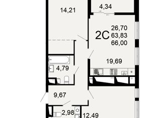 Продам 2-ком. квартиру, 66 м2, Рязань, Льговская улица, 8