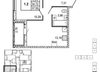 Продается 1-ком. квартира, 34.7 м2, Ленинградская область, улица Шоссе в Лаврики, 53к2