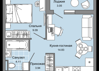 Продам 1-ком. квартиру, 34 м2, Ульяновская область, проспект Авиастроителей, 4