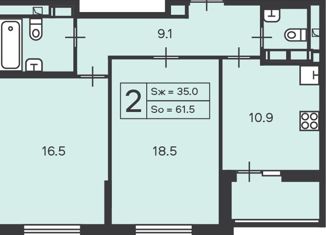 Продажа двухкомнатной квартиры, 61.5 м2, Москва, Новочерёмушкинская улица, 27, ЮЗАО