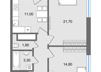 Продажа двухкомнатной квартиры, 62.55 м2, Липецк, улица М.И. Неделина, 3А, ЖК Граф Хаус