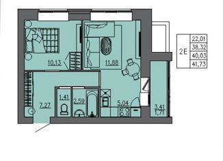 2-ком. квартира на продажу, 41.73 м2, село Тополево, Луговая улица, 6