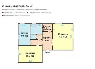 Продажа двухкомнатной квартиры, 67 м2, Москва, улица Мещерякова, 9, улица Мещерякова
