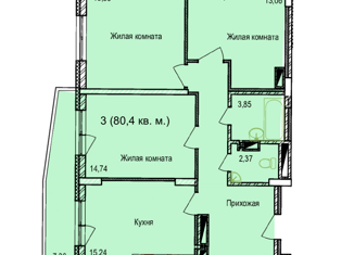 Продается трехкомнатная квартира, 80.4 м2, Новосибирск, Пригородная улица, 30