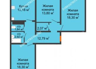 Продается трехкомнатная квартира, 84 м2, Нижний Новгород, ЖК Бурнаковский, Бурнаковская улица, 117