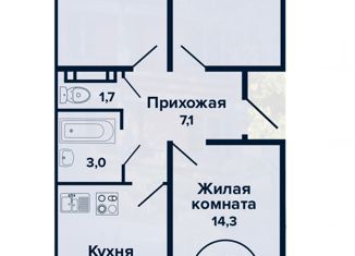 Продается трехкомнатная квартира, 67 м2, Краснодар, микрорайон Горхутор