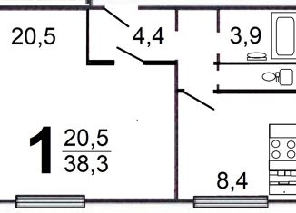 Продажа 1-ком. квартиры, 38.3 м2, Москва, Ключевая улица, 10к2, метро Шипиловская