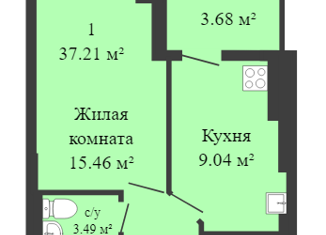 Продажа однокомнатной квартиры, 33.4 м2, поселок Верхнетемерницкий, Атмосферный переулок, 14