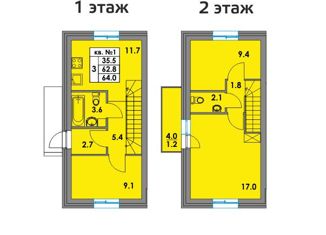 Продаю таунхаус, 64 м2, городской посёлок Фёдоровское, жилой комплекс Фёдоровское, 38