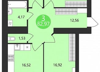 Продается 3-комнатная квартира, 82.97 м2, Ярославль, 1-я Приволжская улица, 10А, ЖК Московский Квартал