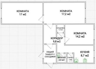 Продам 3-ком. квартиру, 71.8 м2, Санкт-Петербург, улица Джона Рида, 10к1, улица Джона Рида