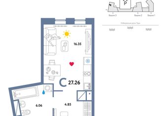 Продаю квартиру студию, 27 м2, Тюмень, ЖК Европейский Берег