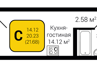 Продаю квартиру студию, 21.68 м2, Воронеж, Коминтерновский район, улица Независимости, 78Бк1