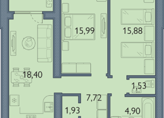 Продажа 2-ком. квартиры, 71.99 м2, посёлок Путёвка, микрорайон Мегаполис-парк, 18/1