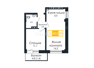 Продажа 2-ком. квартиры, 40.5 м2, Красноярск, улица Кутузова, Кировский район