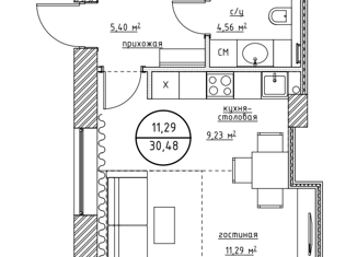 Продажа 1-ком. квартиры, 30.48 м2, Брянск, улица Чкалова, 3, Фокинский район