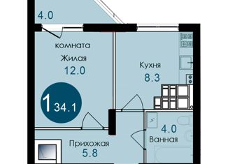 Продается 1-ком. квартира, 34.1 м2, село Гайдук, улица Труда, 8