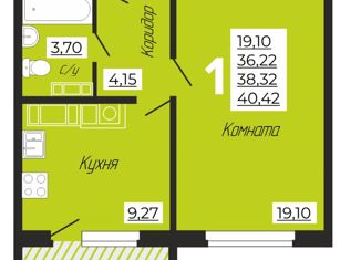 Продается 1-комнатная квартира, 41 м2, Смоленск, улица Попова, 113В, Промышленный район