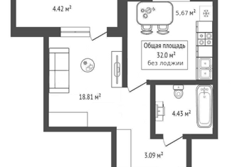 1-ком. квартира на продажу, 32 м2, Новосибирск, Первомайский район, Заречная улица, 25