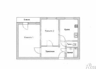 Двухкомнатная квартира на продажу, 43.3 м2, Саратов, Наумовская улица, 41