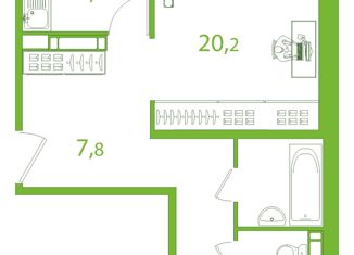 Двухкомнатная квартира на продажу, 59.5 м2, Томск, улица Пришвина, 52, Октябрьский район