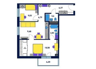 Трехкомнатная квартира на продажу, 64.3 м2, Петрозаводск, Лососинская улица, 4, район Центр