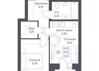 Продается 2-ком. квартира, 43.1 м2, Новосибирск, Игарская улица