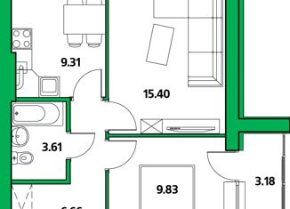 Продаю 2-ком. квартиру, 48 м2, село Михайловка, улица Ленина, 42/1