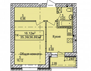 Продам 1-комнатную квартиру, 37 м2, Новосибирская область, улица Романтиков, 20