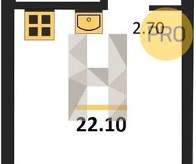 Продажа квартиры студии, 22.1 м2, Новосибирск, улица Аэропорт, 60, ЖК Нормандия-Неман